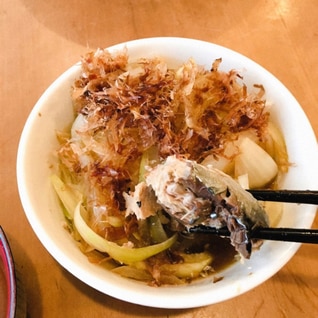 サバ缶で！タマネギおかか醤油